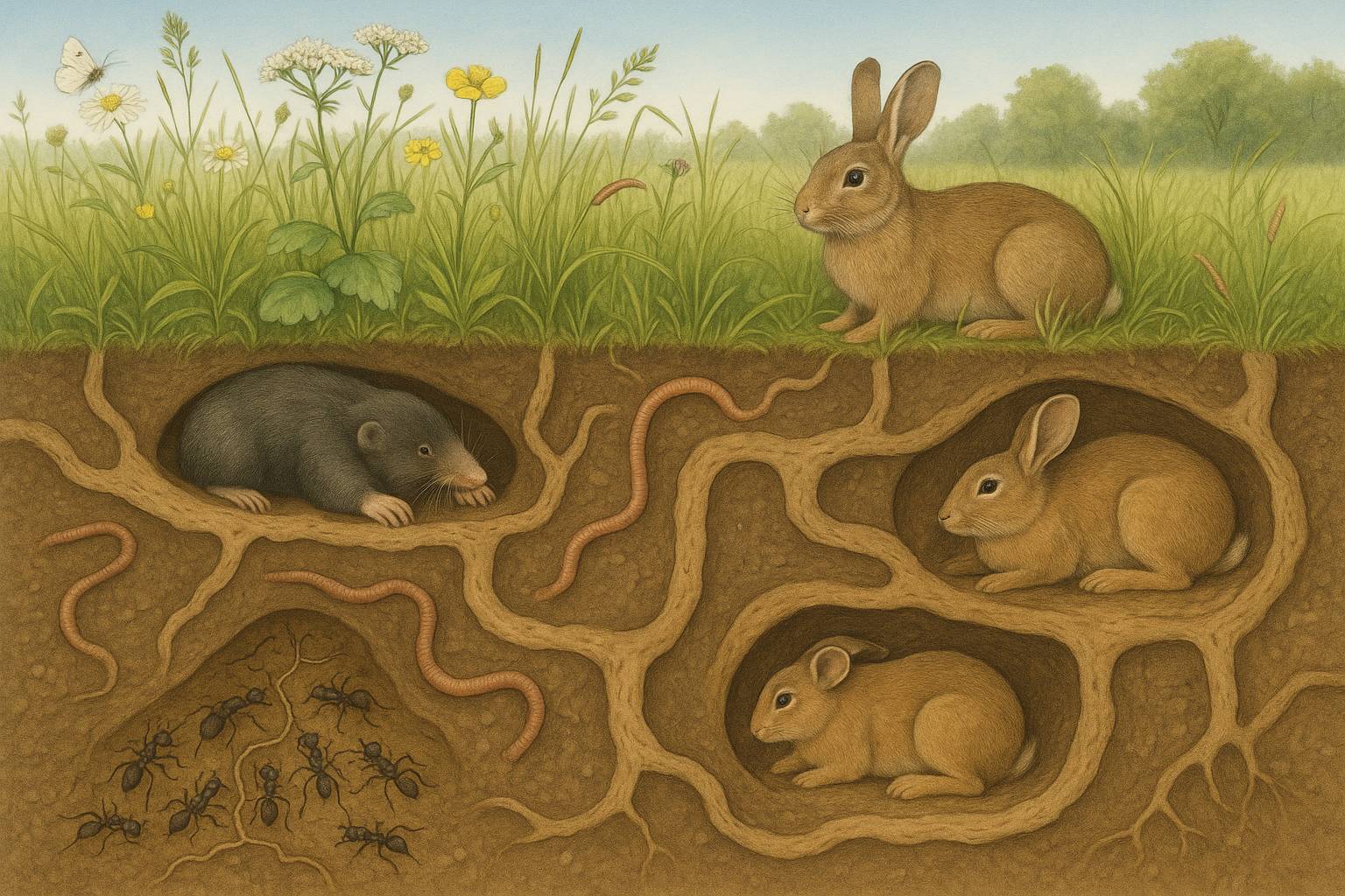Animales que construyen madrigueras y su papel ecológico