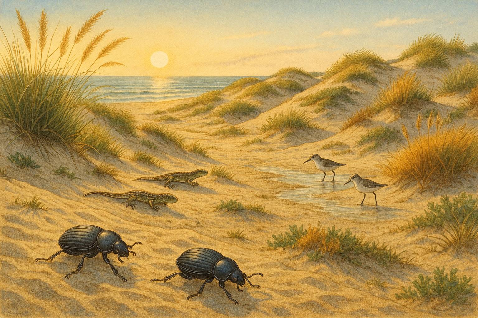 Fauna característica de las dunas costeras y sus adaptaciones
